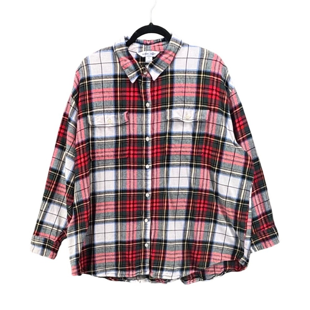 Old Navy Womans Boyfriend Flannel Shirt Size 2x Fuzzy Warm Fall Cabincore Grunge